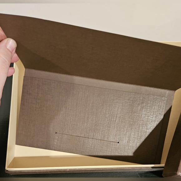 LOUIS VUITTON Brown Box W Lid Leather Ribbon Card Receipt Holder Empty Gift Set - Picture 3 of 10